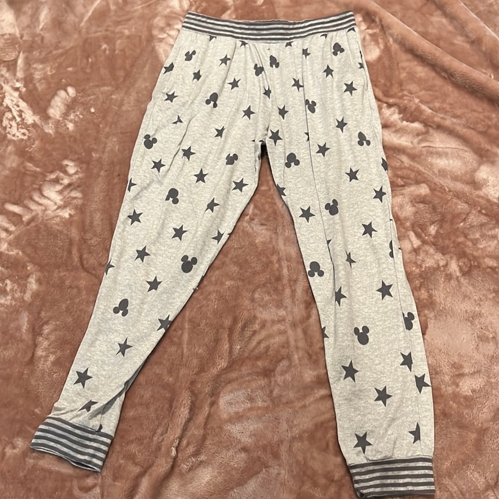 Disney Lounge Pants Grey Heather Micky Mouse Stars